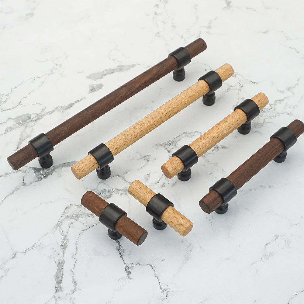 Vintage Walnut Wood Cabinet Pulls