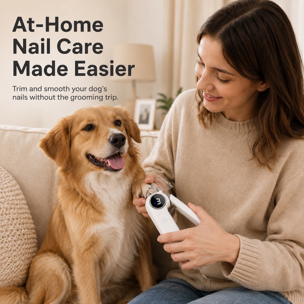 Klmays 2-in-1 Pet Electric Nail Clipper & Grinder with LED Light