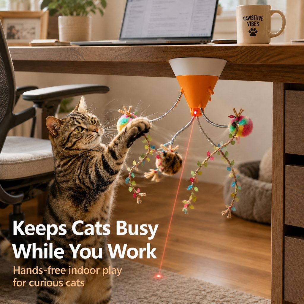Klmays MiaSpin 360 Magnetic Rotating Cat Teaser Toy for Indoor Cats - USB-C Hands-Free Play to Beat Boredom