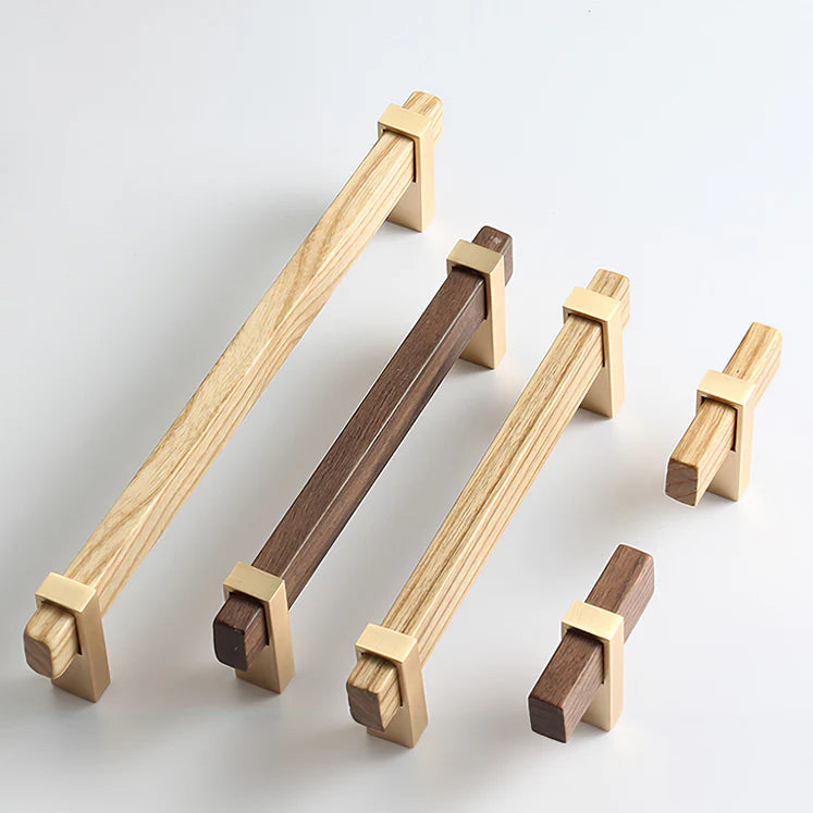Architectural Square Walnut Wood Cabinet Pulls