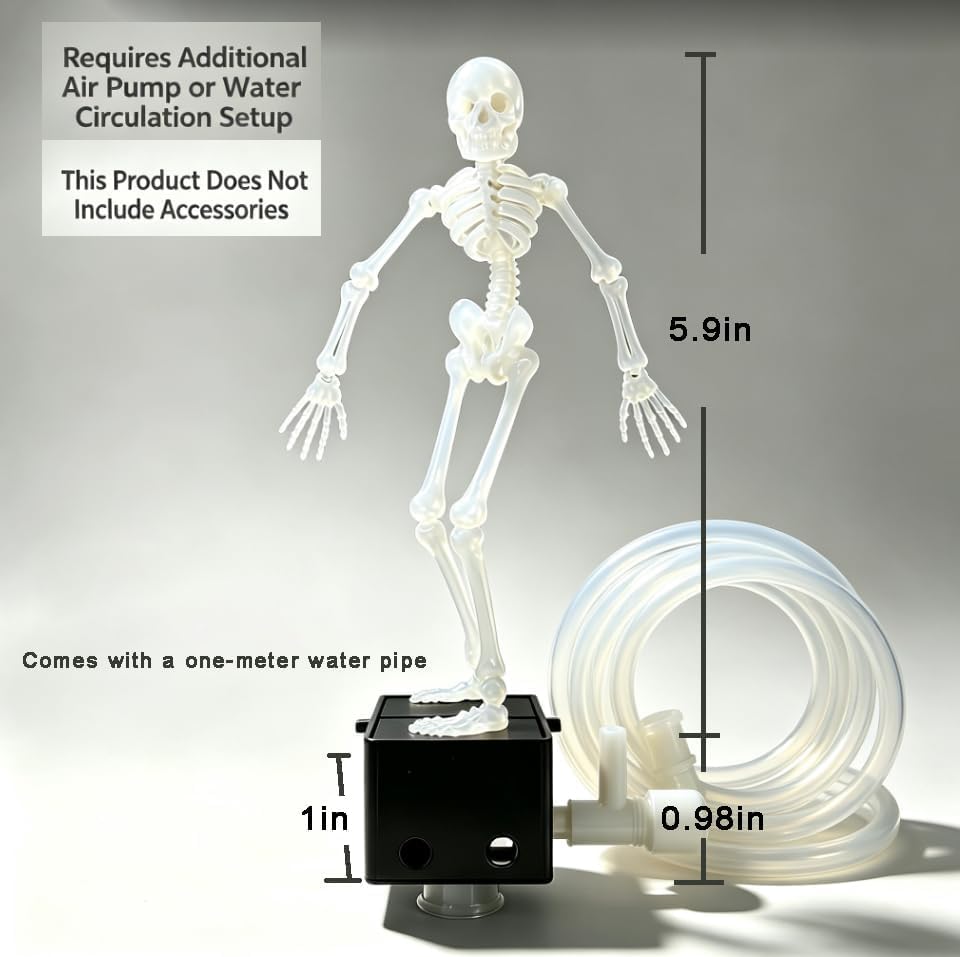 Resin Dancing Skeleton Aquarium Bubbler, Fish Tank Decoration with 1 m Air Hose