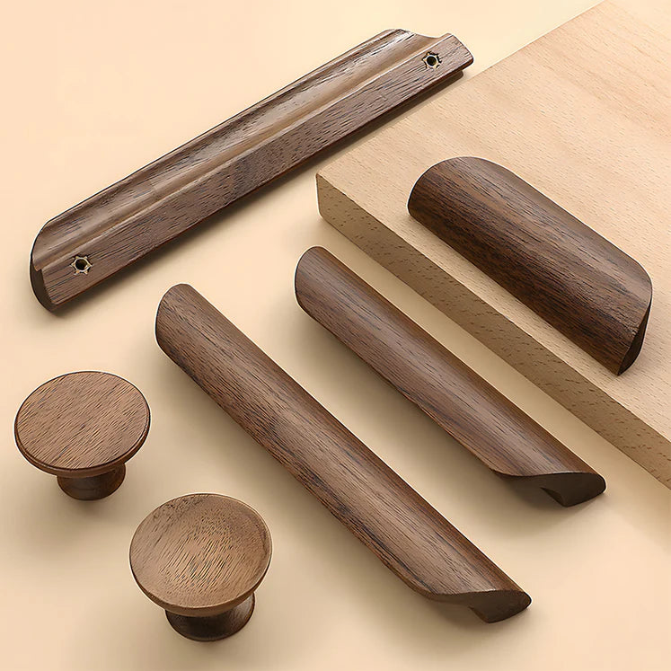 Sleek Minimalist Walnut Wood Cabinet Pulls