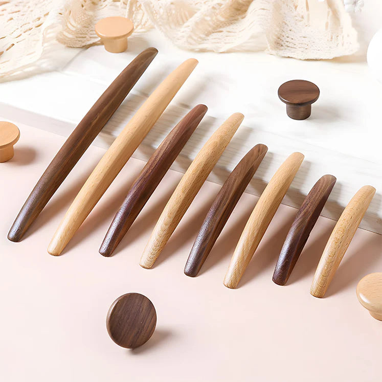 Warm Natural Wood Cabinet and Drawer Pulls